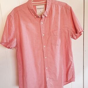 Aeropostale Coral Button Down Short Sleeve Shirt Size L Very Good Condition